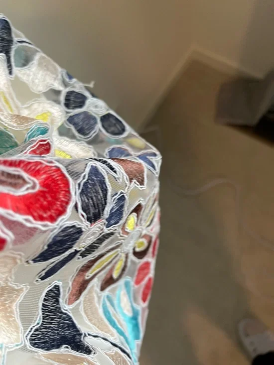 Anthropologie Eva Franco Floral Embroidered Midi Skirt Sz 10 A-Line Mesh Overlay - Picture 7 of 16